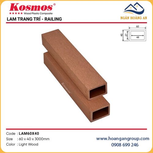 Thanh Lam Gỗ Nhựa Ngoài Trời Kosmos LAM60x40 Light Wood