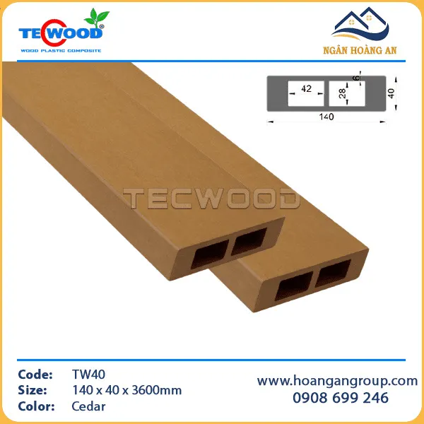 Thanh Lam Hộp Gỗ Nhựa Ngoài Trời TecWood TW40 Cedar Thanh Lam Hộp Gỗ Nhựa Ngoài Trời TecWood TW40 Cedar