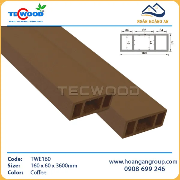Thanh Lam Hộp Gỗ Nhựa Ngoài Trời TecWood TWE160 Coffee