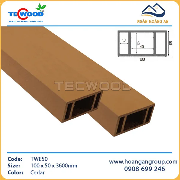 Thanh Lam Hộp Gỗ Nhựa Ngoài Trời TecWood TWE50 Cedar