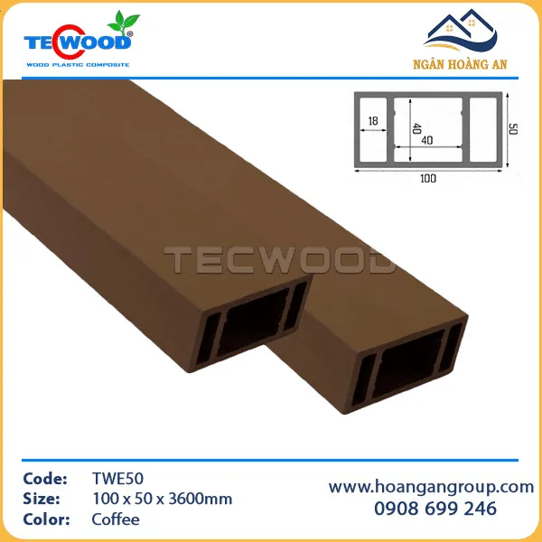Thanh Lam Hộp Gỗ Nhựa Ngoài Trời TecWood TWE50 Coffee