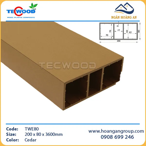 Thanh Lam Hộp Gỗ Nhựa Ngoài Trời TecWood TWE80 Cedar Thanh Lam Hộp Gỗ Nhựa Ngoài Trời TecWood TWE80 Cedar