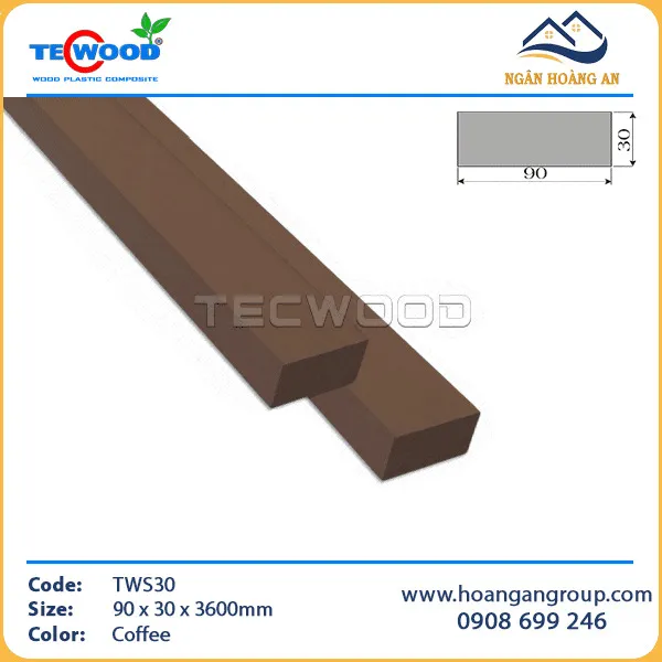 Lam Hộp Trang Trí Gỗ Nhựa Ngoài Trời TecWood TWS30 Coffee