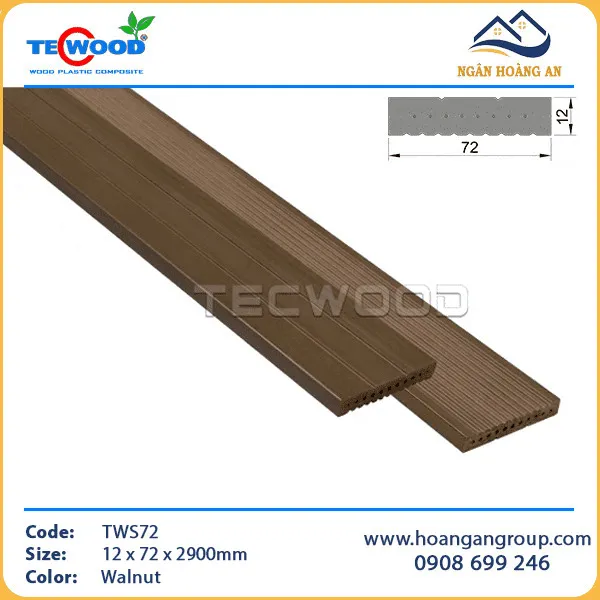 Lam Trang Trí Gỗ Nhựa Ngoài Trời TecWood TWS72 Walnut