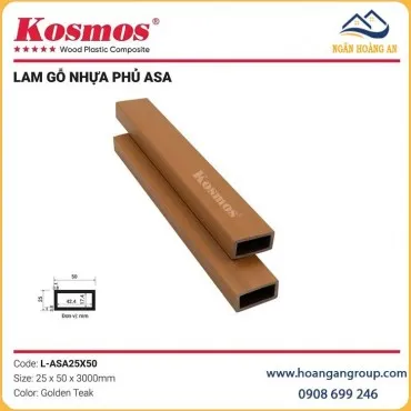 Thanh Lam Hộp Gỗ Nhựa Phủ ASA Kosmos L-ASA25X50 Golden TeaK