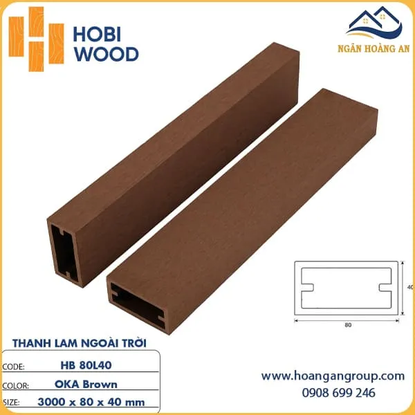 Thanh Lam Hộp Gỗ Nhựa Ngoài Trời Hobi Wood HB80L40 Oka Brown