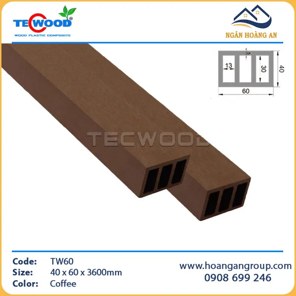 Thanh Lam Che Nắng Gỗ Nhựa Ngoài Trời TecWood TW60 Coffee Thanh Lam Che Nắng Gỗ Nhựa Ngoài Trời TecWood TW60 Coffee