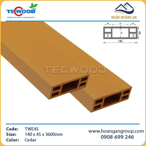 Thanh Lam Gỗ Nhựa Ngoài Trời TecWood TWE45 Cedar