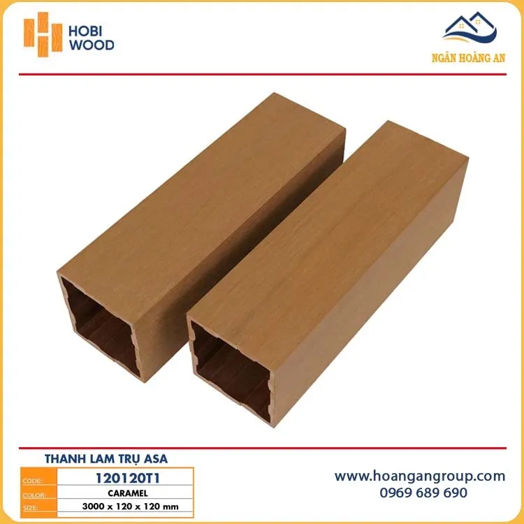 Thanh Lam Nhựa Giả Gỗ Ngoài Trời Phủ ASA Hobiwood 120120T1