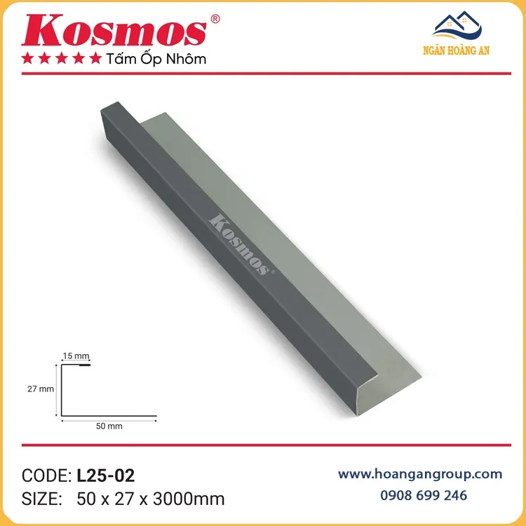 Thanh Nẹp Nhôm Kết Thúc Kosmos L25-02 Màu Xám