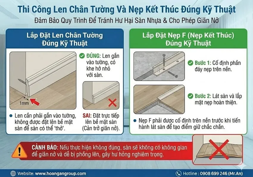 Thi Công Len Chân Tường Và Nẹp Kết Thúc Đúng Kỹ Thuật