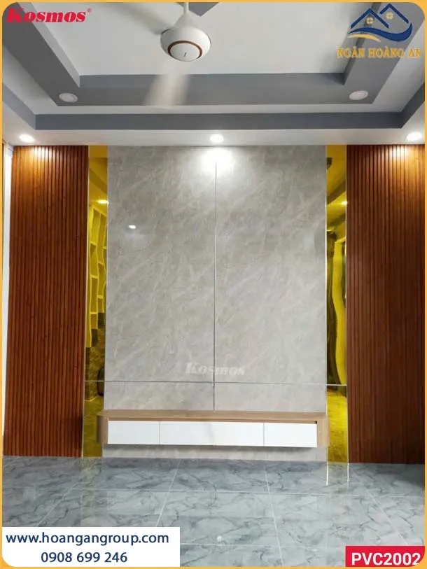 Tường Căn Hộ Được Ốp Bởi Tấm PVC Nhựa Giả Bê Tông Hiện Đại
