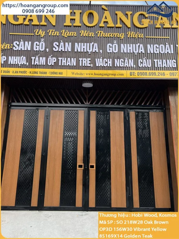 Thi Công Ốp Cổng Gỗ Nhựa Ngoài Trời Cho Văn Phòng Tại Long Thành Đồng Nai