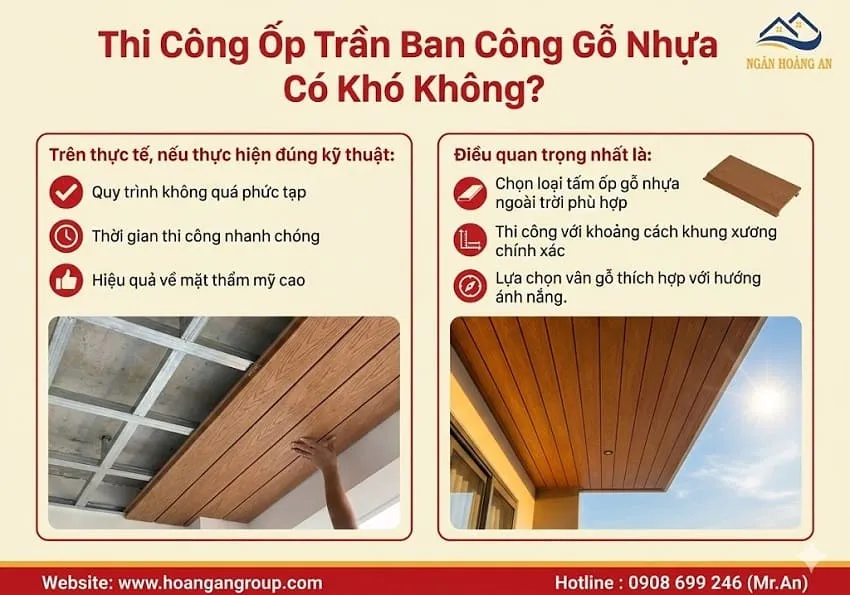 Thi Công Ốp Trần Ban Công Gỗ Nhựa Có Khó Không?