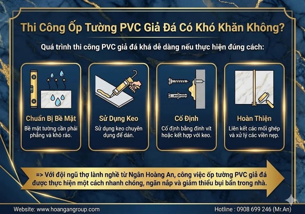 Thi Công Ốp Tường PVC Giả Đá Có Khó Khăn Không?