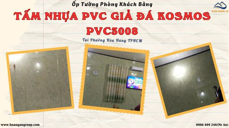 Ốp Tường Phòng Khách Bằng Tấm PVC Kosmos PVC3008 Phường Hòa Hưng TPHCM Ốp Tường Phòng Khách Bằng Tấm PVC Kosmos PVC3008 Phường Hòa Hưng TPHCM