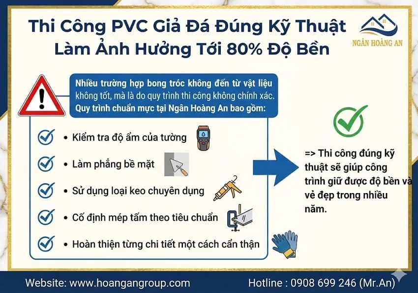 Thi Công PVC Giả Đá Đúng Kỹ Thuật Làm Ảnh Hưởng Tới 80% Độ Bền