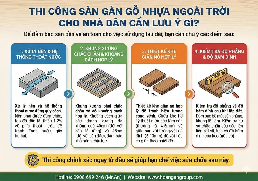 Thi Công Sàn Gỗ Nhựa Ngoài Trời Cho Nhà Dân Cần Lưu Ý Gì? Thi Công Sàn Gỗ Nhựa Ngoài Trời Cho Nhà Dân Cần Lưu Ý Gì?