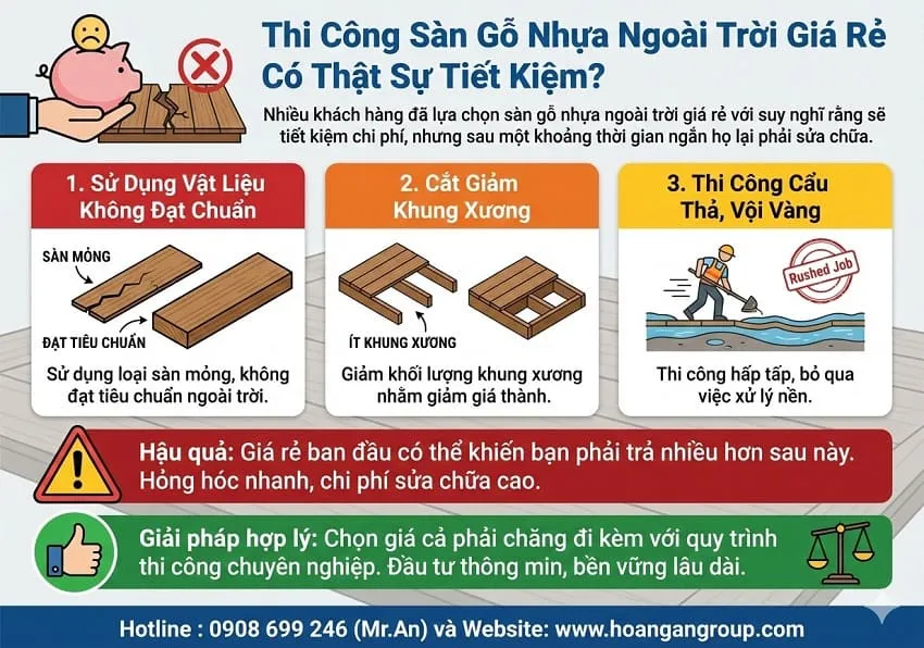 Thi Công Sàn Gỗ Nhựa Ngoài Trời Giá Rẻ Có Thật Sự Tiết Kiệm? Thi Công Sàn Gỗ Nhựa Ngoài Trời Giá Rẻ Có Thật Sự Tiết Kiệm?
