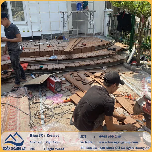 Thi Công Sàn Gỗ Nhựa Ngoài Trời Kosmos Chịu Nắng Mưa Tại Quận 7 TPHCM