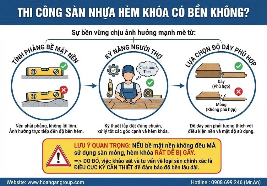 Thi Công Sàn Nhựa Hèm Khóa Có Bền Không?
