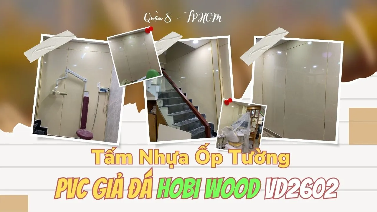 Thi Công Ốp Tường PVC Giả Vân Đá Hobi Wood VD2602 Tại Quận 8 TPHCM