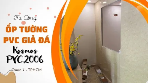 Thi Công Tấm Nhựa Ốp Tường PVC Giả Đá Kosmos PVC2006 Tại Quận 7 TPHCM