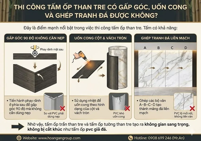 Thi Công Tấm Ốp Than Tre Có Gấp Góc, Uốn Cong Và Ghép Tranh Đá Được Không?