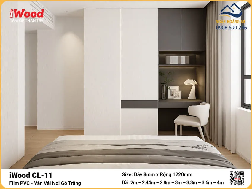 Thi Công Tấm Ốp Than Tre iWood CL-11 Vân Vải Nổi Gỗ Trắng Giá Rẻ