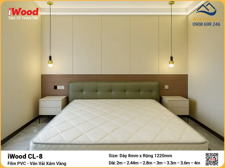 Thi Công Tấm Ốp Than Tre iWood CL-8 Vân Vải Xám Vàng Uy Tín