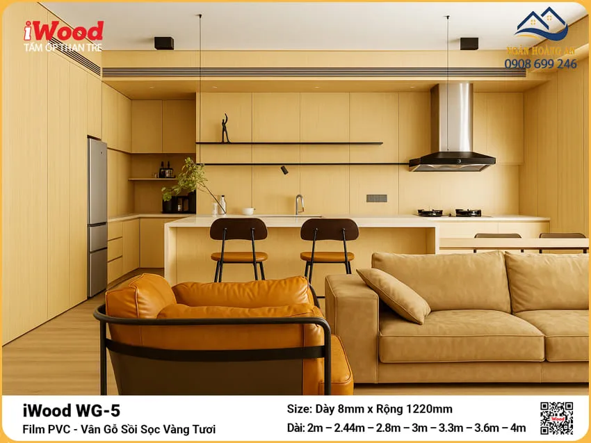Thi Công Tấm Ốp Than Tre iWood WG-5 Vân Gỗ Sồi Vàng Uy Tín Thi Công Tấm Ốp Than Tre iWood WG-5 Vân Gỗ Sồi Vàng Uy Tín