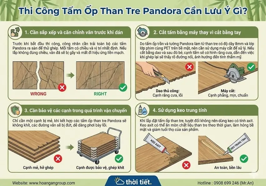 Thi Công Tấm Ốp Than Tre Pandora Cần Lưu Ý Gì?