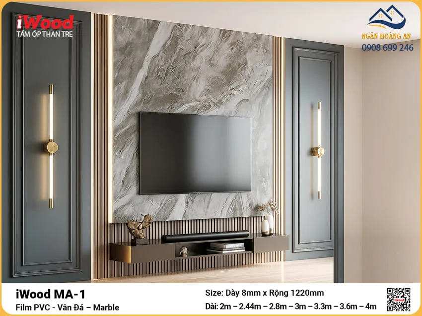Thi Công Tấm Ốp Than Tre Vân Đá iWood MA-1 Chất Lượng Thi Công Tấm Ốp Than Tre Vân Đá iWood MA-1 Chất Lượng
