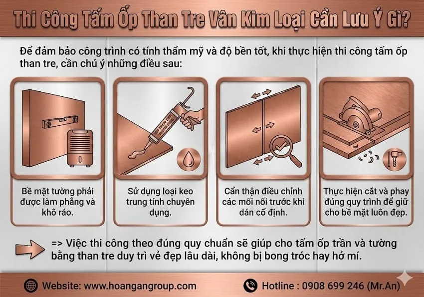 Thi Công Tấm Ốp Than Tre Vân Kim Loại Cần Lưu Ý Gì? Thi Công Tấm Ốp Than Tre Vân Kim Loại Cần Lưu Ý Gì?