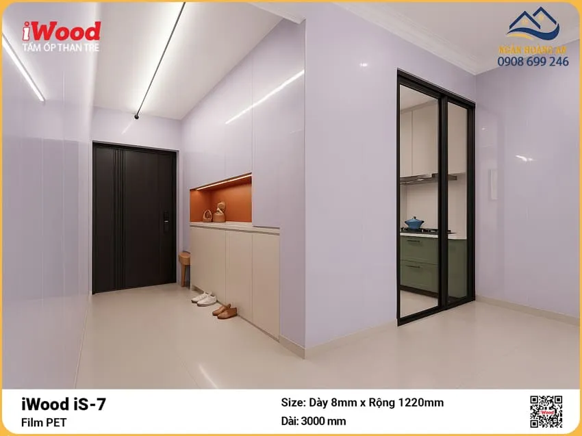 Thi Công Tấm Ốp Tường Than Tre  iWood iS-7 Phủ PET Uy Tín