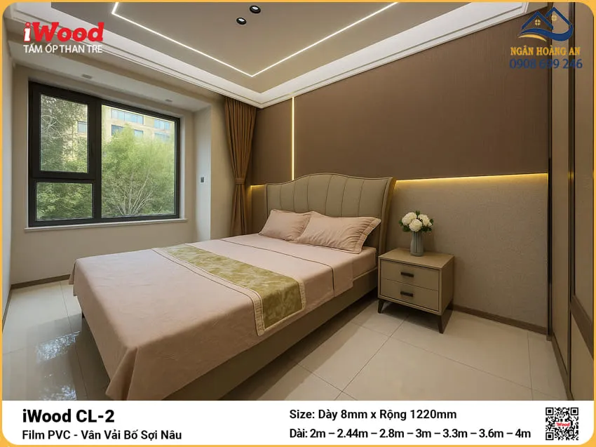 Thi Công Tấm Than Tre iWood CL-2 Vân Vải Bố Sợi Nâu Uy Tín