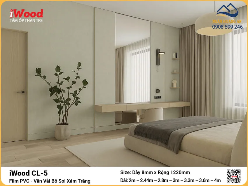 Thi Công Tấm Than Tre iWood CL-5 Vân Vải Xám Trắng Uy Tín Thi Công Tấm Than Tre iWood CL-5 Vân Vải Xám Trắng Uy Tín