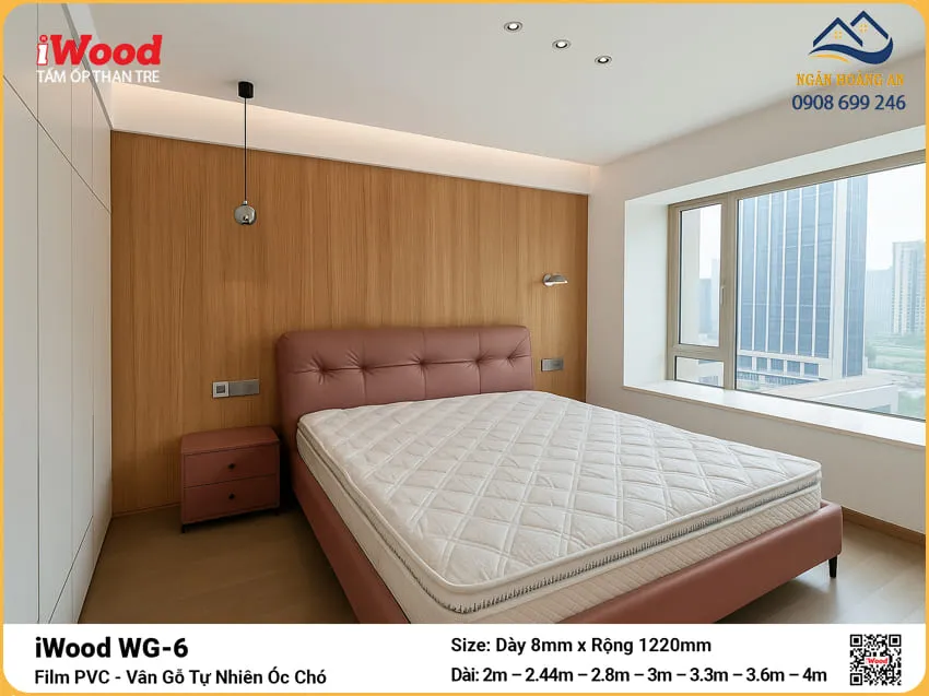 Thi Công Tấm Than Tre WG-6 Vân Gỗ Ốp Phòng Ngủ