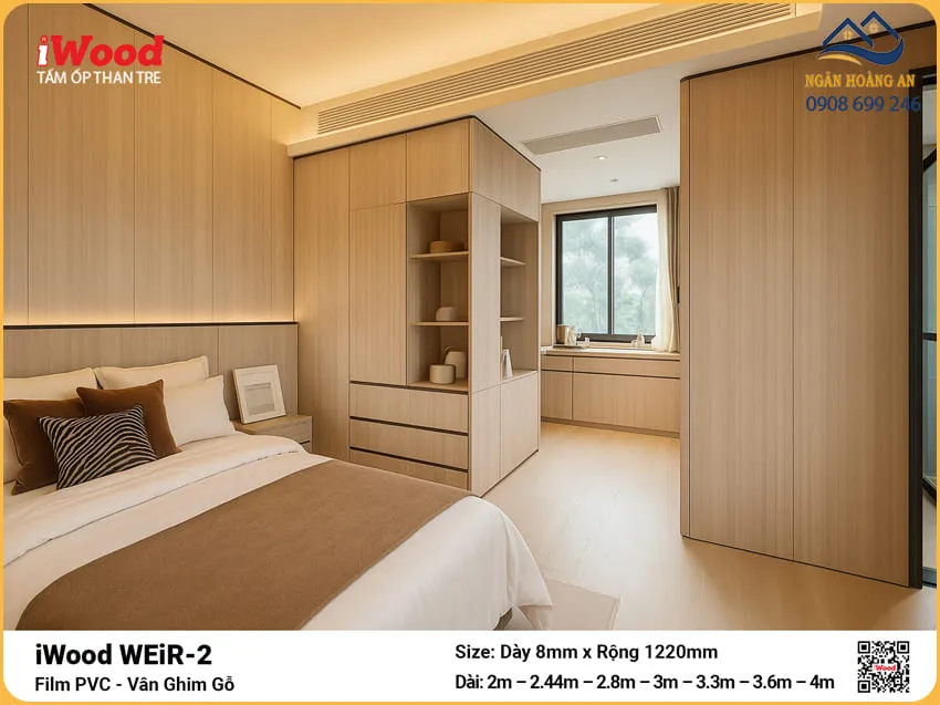 Thi Công Tấm WEiR-2 Vân Ghim Gỗ Ốp Phòng Ngủ
