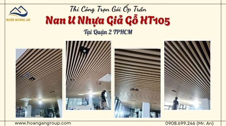 Thi Công Trọn Gói Ốp Trần Nan U Nhựa Giả Gỗ HT105