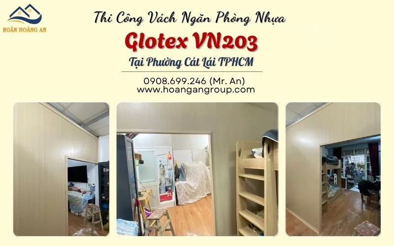 Thi Công Vách Ngăn Phòng Nhựa Glotex VN203 Tại Phường Cát Lái