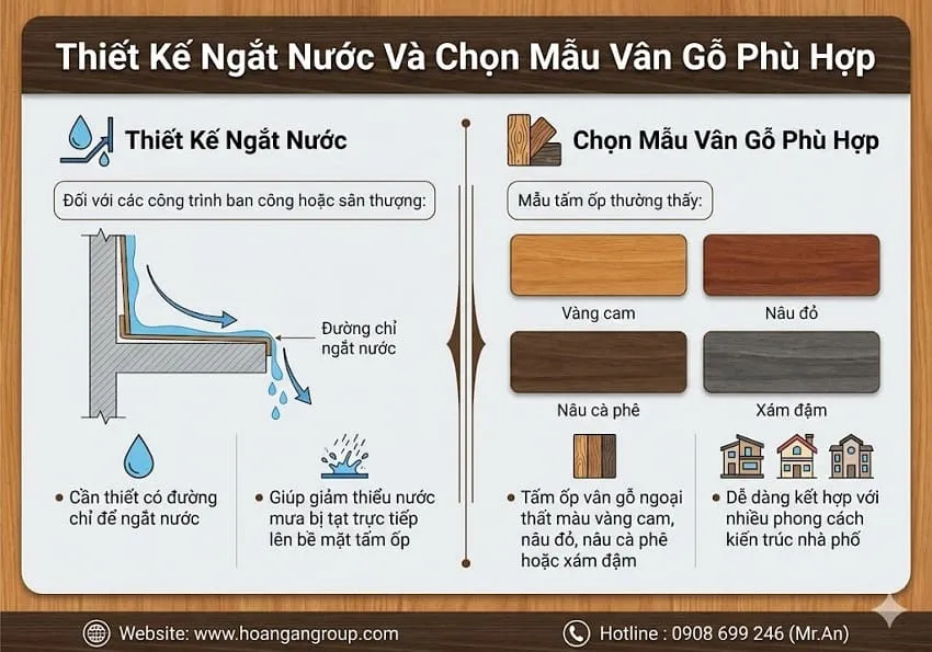 Thiết Kế Ngắt Nước Và Chọn Mẫu Tấm Ốp Gỗ Nhựa Vân Gỗ Phù Hợp