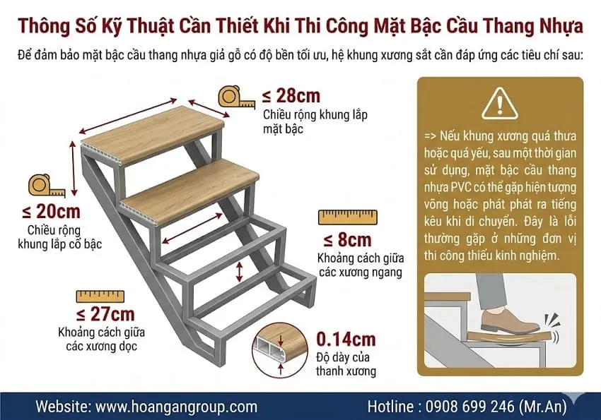Thông Số Kỹ Thuật Cần Thiết Khi Thi Công Mặt Bậc Cầu Thang Nhựa