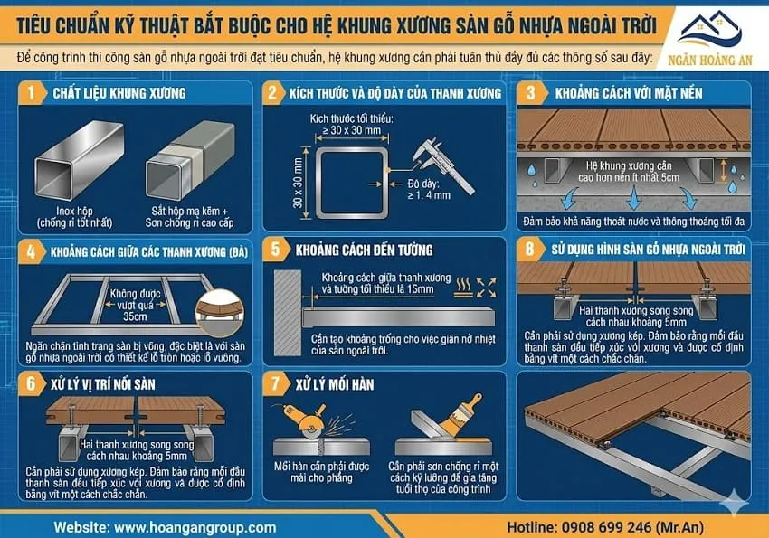 Tiêu Chuẩn Kỹ Thuật Bắt Buộc Cho Hệ Khung Xương Sàn Gỗ Nhựa Ngoài Trời