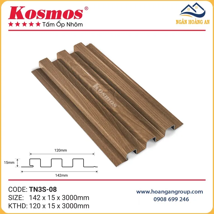 Lam Sóng Nhôm Kosmos TN3S-08 Vàng Nâu