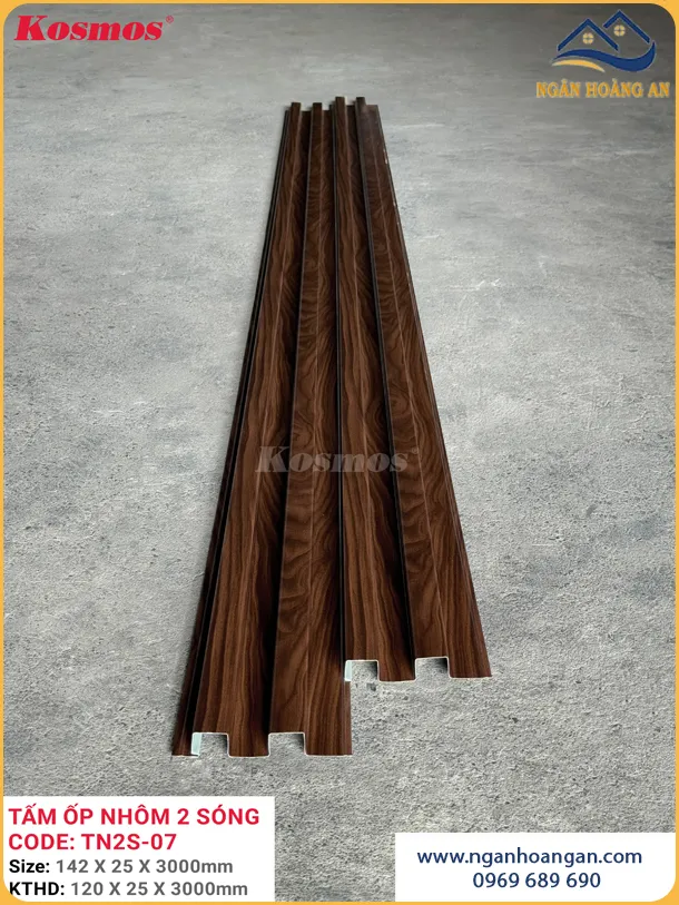 Trần Lam Sóng Nhôm Kosmos TN2S-07 Vân Gỗ Nâu Walnut Trần Lam Sóng Nhôm Kosmos TN2S-07 Vân Gỗ Nâu Walnut