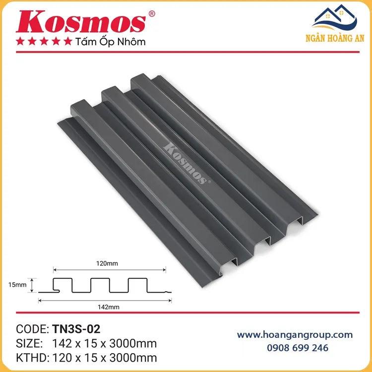Trần Lam Sóng Nhôm Kosmos TN3S-02 Màu Xám