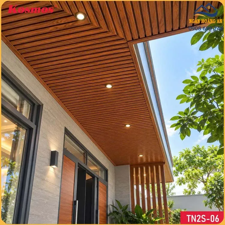 Trần Nhôm 2 Sóng Cao Kosmos TN2S-06 Vân Gỗ Nâu Đỏ