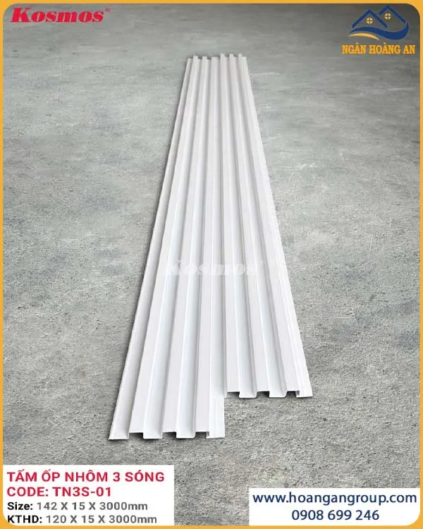 Trần Nhôm 3 Sóng Kosmos TN3S-01 Trắng Trần Nhôm 3 Sóng Kosmos TN3S-01 Trắng