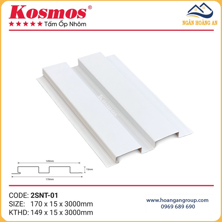 Trần Nhôm Lam 2 Sóng Thấp Kosmos 2SNT-01 Màu Trắng